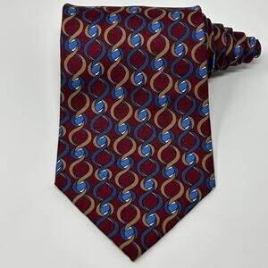 Vintage 90s Christian Dior Monsieur Tie Necktie Red Chain Link Silk Made In USA